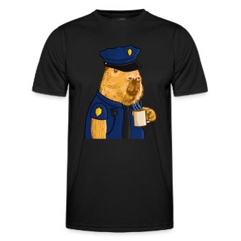Capybara Police - T-shirt sport Homme - noir - Devant - AI Model Male 178 dark (178cm)