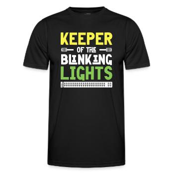 Keeper of the Blinking Lights IT Tech Network - Men's Functional T-Shirt - black - Front - AI Model Male 178 dark (178cm)