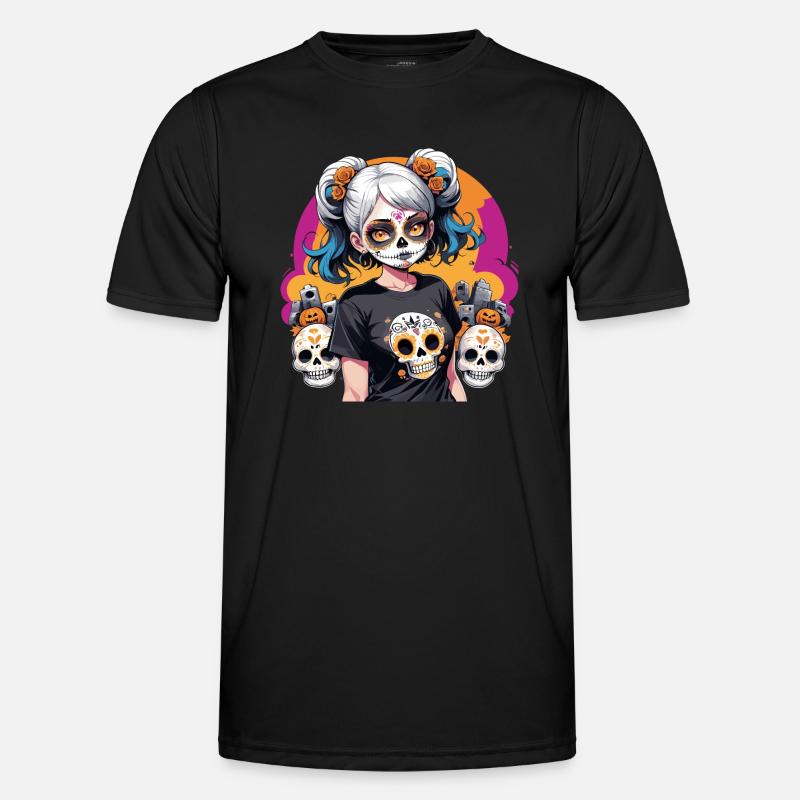 Zuckerschädel-Mädchen Männer Funktions-T-Shirt