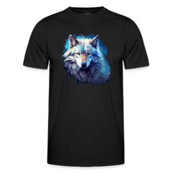 Geschenk Wikinger Wolf Krafttier Schamane Odin - Männer Funktions-T-Shirt - Schwarz - Vorne - AI Model Male 178 dark (178cm)