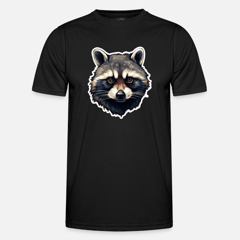 Waschbärkopf - Männer Funktions-T-Shirt - Schwarz