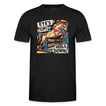 Les yeux vers le haut, les talons vers le bas - T-shirt sport Homme - noir - Devant - AI Model Male 178 dark (178cm)