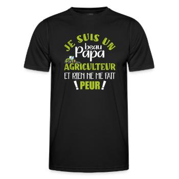 je suis un beau papa tracteur agriculteur paysan - T-shirt sport Homme - noir - Devant - AI Model Male 178 dark (178cm)