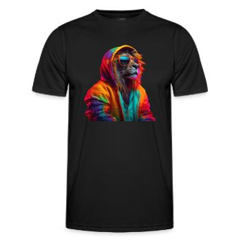 Lion with Sunglasses Colorful Cool Lions Africa - Men's Functional T-Shirt - black - Front - AI Model Male 178 dark (178cm)