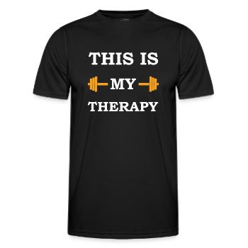 This is my Therapy T-Shirt mit Langhantel-Design - Männer Funktions-T-Shirt - Schwarz - Vorne - AI Model Male 178 dark (178cm)