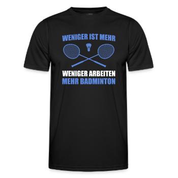 Federball Weniger Arbeiten Mehr Badminton - Männer Funktions-T-Shirt - Schwarz - Vorne - AI Model Male 178 dark (178cm)