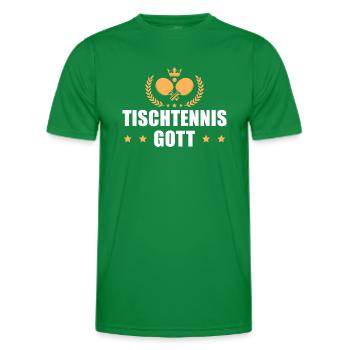 Tischtennis Gott Sport Humor Tischtennisspieler - Männer Funktions-T-Shirt - Kelly Green - Vorne - AI Model Male 178 dark (178cm)