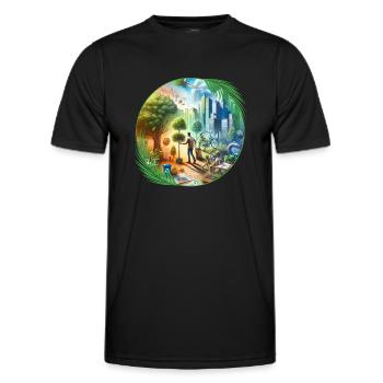 Écologie dans la ville - T-shirt sport Homme - noir - Devant - AI Model Male 178 dark (178cm)
