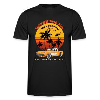 Heure d’été Fun-Sentiment d’été - T-shirt sport Homme - noir - Devant - AI Model Male 178 dark (178cm)