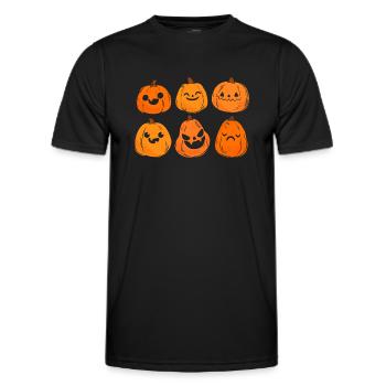 Jack O Lantern Pumpkin Face Retro Halloween - Men's Functional T-Shirt - black - Front - AI Model Male 178 dark (178cm)