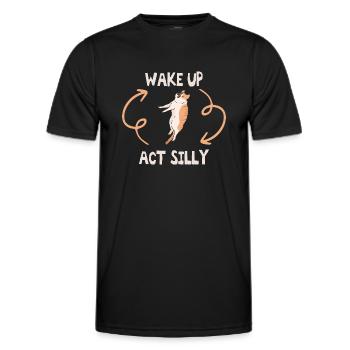 Wake Up Act Silly Cat - Wake Up Act Silly Cat Kids - Men's Functional T-Shirt - black - Front - AI Model Male 178 dark (178cm)