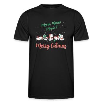 Miaou Miaou Miaou Miaou - Merry Catmas - T-shirt sport Homme - noir - Devant - AI Model Male 178 dark (178cm)