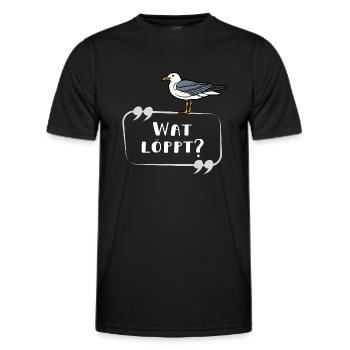 Wat löppt Möwe norddeutsch Schriftzug lustig - Männer Funktions-T-Shirt - Schwarz - Vorne - AI Model Male 178 dark (178cm)
