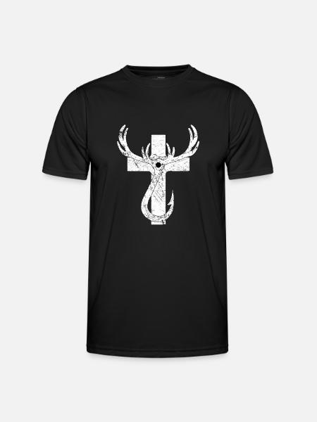Christliche Jagd Fischen - Männer Funktions-T-Shirt - Schwarz