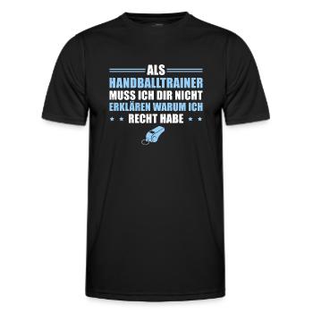 Handballtrainer Sportverein Trainer Geschenkidee - Männer Funktions-T-Shirt - Schwarz - Vorne - AI Model Male 178 dark (178cm)