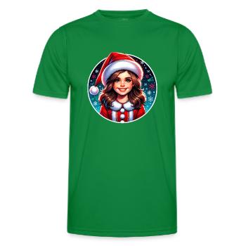 Père Noël fille Illustration Noël drôle - T-shirt sport Homme - vert - Devant - AI Model Male 178 dark (178cm)