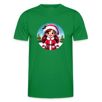 Père Noël fille Illustration Noël drôle - T-shirt sport Homme - vert - Devant - AI Model Male 178 dark (178cm)