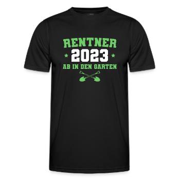Rentner 2023 Gärtner in Rente Geschenk - Männer Funktions-T-Shirt - Schwarz - Vorne - AI Model Male 178 dark (178cm)