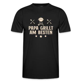 Papa grillt am besten Vatertag Geschenkidee - Männer Funktions-T-Shirt - Schwarz - Vorne - AI Model Male 178 dark (178cm)