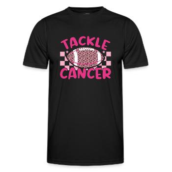 Tackle Football Pink Ribbon Hippie Breast Cancer - Men's Functional T-Shirt - black - Front - AI Model Male 178 dark (178cm)