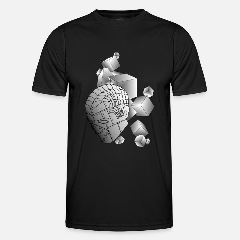 Robot with cube light grey - Men's Functional T-Shirt - black