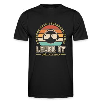 Level 17 - Men's Functional T-Shirt - black - Front - AI Model Male 178 dark (178cm)