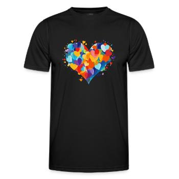 Cologne Carnival Alaaf Jeck Party Confetti Heart - Men's Functional T-Shirt - black - Front - AI Model Male 178 dark (178cm)