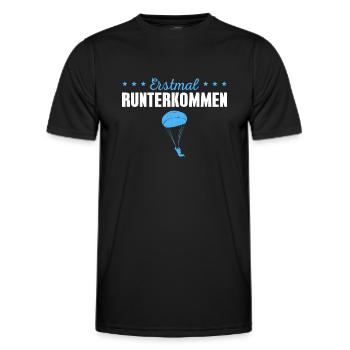 Fallschirm Skydiving Fallschirmspringer Geschenk - Männer Funktions-T-Shirt - Schwarz - Vorne - AI Model Male 178 dark (178cm)