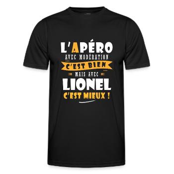 Humour Lionel Apero T shirt Humour Drôles lionel - T-shirt sport Homme - noir - Devant - AI Model Male 178 dark (178cm)