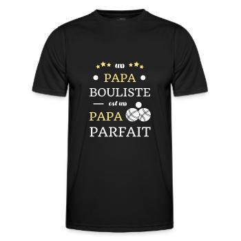 t shirt papa bouliste parfait humour petanque - T-shirt sport Homme - noir - Devant - AI Model Male 178 dark (178cm)