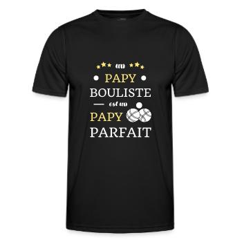 t shirt papy bouliste papy petanque humour papy - T-shirt sport Homme - noir - Devant - AI Model Male 178 dark (178cm)
