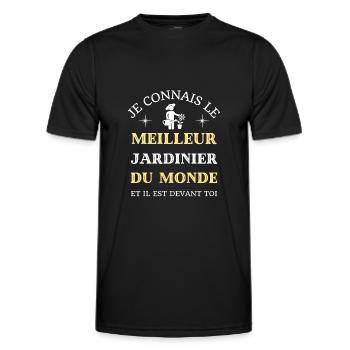 t shirt meilleur jardinier du monde humour jardin - T-shirt sport Homme - noir - Devant - AI Model Male 178 dark (178cm)