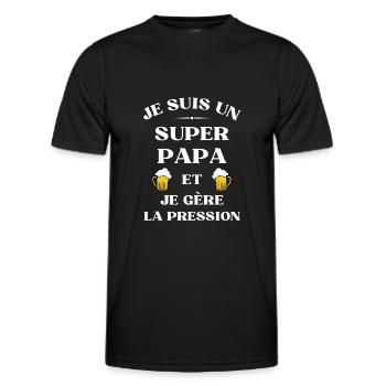 super papa biere humour fete des peres alcool - T-shirt sport Homme - noir - Devant - AI Model Male 178 dark (178cm)
