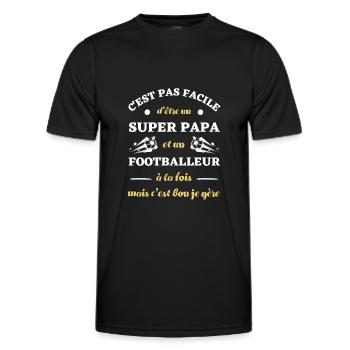 papa footballeur humour foot homme football cadeau - T-shirt sport Homme - noir - Devant - AI Model Male 178 dark (178cm)