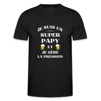 super papy bière humour fete des grands peres - T-shirt sport Homme - noir - Devant - AI Model Male 178 dark (178cm)