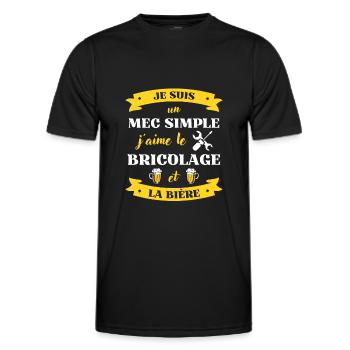 mec simple bricolage biere humour bricoleur cadeau - T-shirt sport Homme - noir - Devant - AI Model Male 178 dark (178cm)