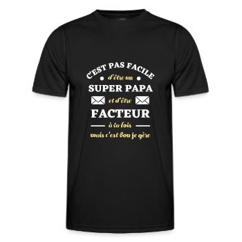 c'est pas facile papa facteur humour cadeau drole - T-shirt sport Homme - noir - Devant - AI Model Male 178 dark (178cm)