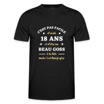 beau goss 18 ans homme humour anniversaire cadeau - T-shirt sport Homme - noir - Devant - AI Model Male 178 dark (178cm)
