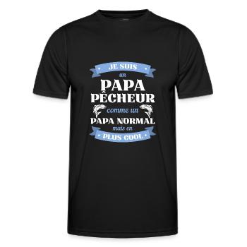 papa pecheur cool humour peche homme cadeau drole - T-shirt sport Homme - noir - Devant - AI Model Male 178 dark (178cm)