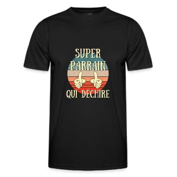 super parrain qui déchire humour filleul filleule - T-shirt sport Homme - noir - Devant - AI Model Male 178 dark (178cm)