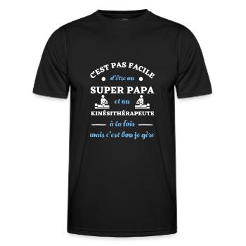 c est pas facile papa kiné humour kinésithérapeute - T-shirt sport Homme - noir - Devant - AI Model Male 178 dark (178cm)