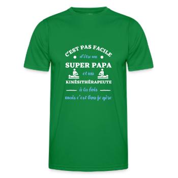 c est pas facile papa kiné humour kinésithérapeute - T-shirt sport Homme - vert - Devant - AI Model Male 178 dark (178cm)