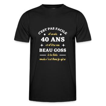 beau goss 40 ans humour anniversaire cadeau drole - T-shirt sport Homme - noir - Devant - AI Model Male 178 dark (178cm)