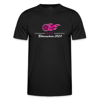 Führerschein 2024 Fahrerlaubnis bestanden Prüfung - Männer Funktions-T-Shirt - Schwarz - Vorne - AI Model Male 178 dark (178cm)