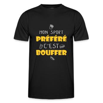 Bouffer citation drôle humour bouffe manger - T-shirt sport Homme - noir - Devant - AI Model Male 178 dark (178cm)
