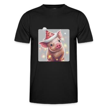 Ferkel mit Weihnachtsmütze - Männer Funktions-T-Shirt - Schwarz - Vorne - AI Model Male 178 dark (178cm)