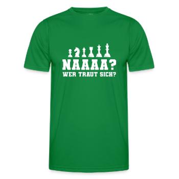Schach Wer traut sich Schachspieler Geschenk - Männer Funktions-T-Shirt - Kelly Green - Vorne - AI Model Male 178 dark (178cm)