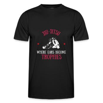 Jiu Jitsu, bei dem Ohren zu Trophäen werden - Männer Funktions-T-Shirt - Schwarz - Vorne - AI Model Male 178 dark (178cm)