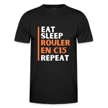 Eat sleep rouler en C15 repeat - T-shirt sport Homme - noir - Devant - AI Model Male 178 dark (178cm)