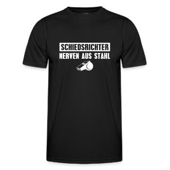 Schiedsrichter Nerven aus Stahl Fußball Schiri - Männer Funktions-T-Shirt - Schwarz - Vorne - AI Model Male 178 dark (178cm)